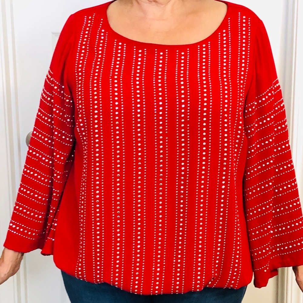 Red knit top